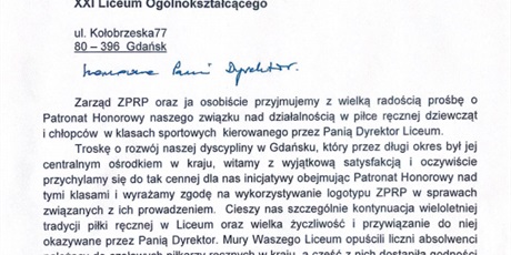 Jest nam niezmiernie miło poinformować, iż klasy o profilu piłki ręcznej zostały objęte Patronatem Honorowym Związku Piłki Ręcznej w Polsce! 👏🥳 