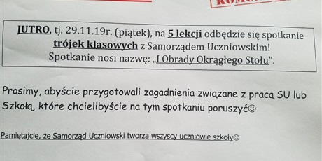 Ogłoszenie Samorządu Uczniowskiego !!!